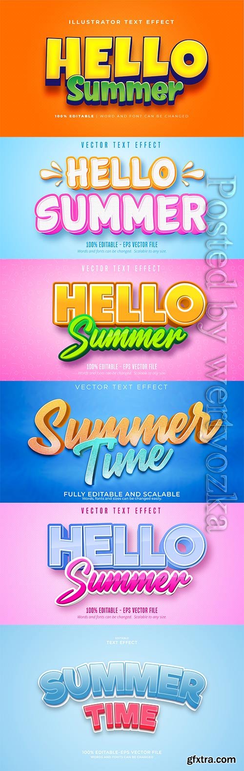 Hello summer text, comic style editable text effect