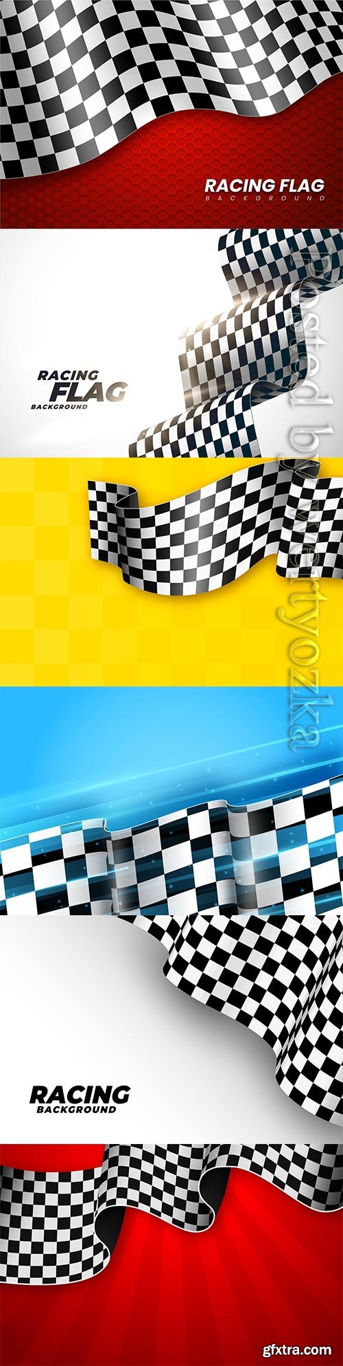 Realistic racing checkered flag vector background