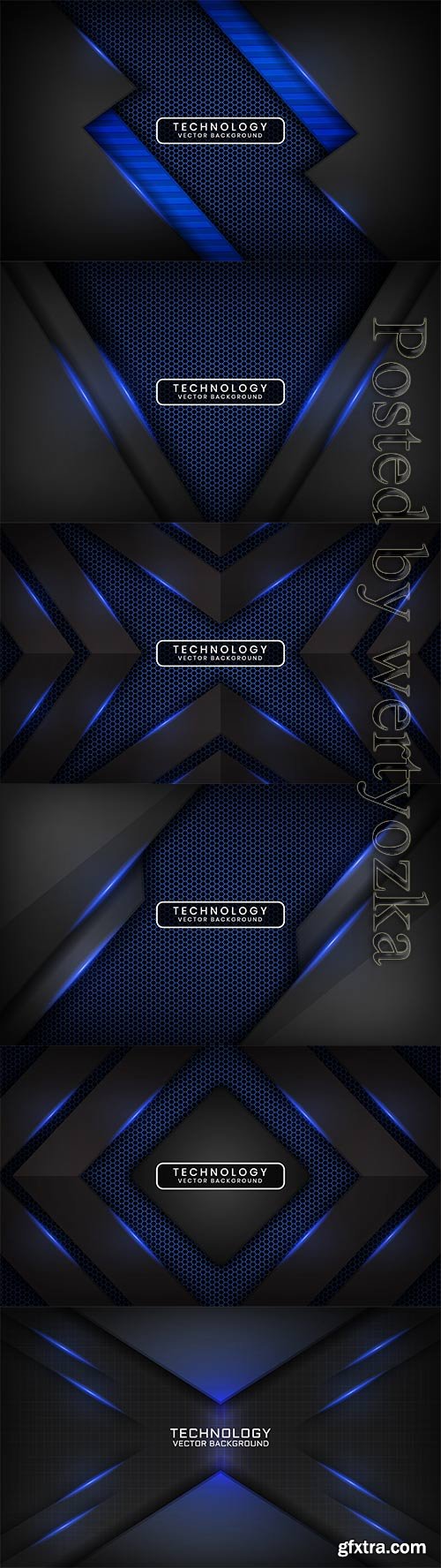 Abstract 3d dark and blue technology vector background