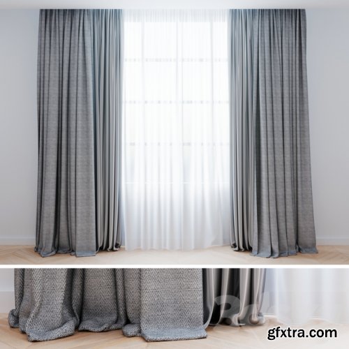 Curtains gray with tulle | Modern curtains