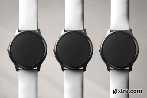 Smartwatch screen mockup with various band types