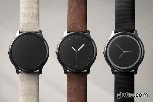 Smartwatch screen mockup with various band types