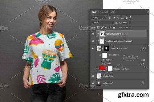 CreativeMarket - Girl T-shirt mockup (front/back) 5922524
