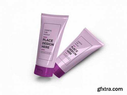 Cosmetic cream tube bottle mockup