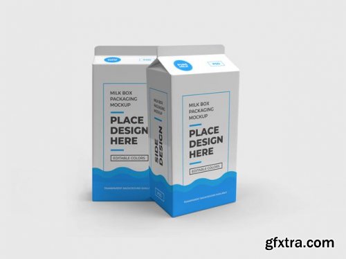 Milk box and drink packaging mockup