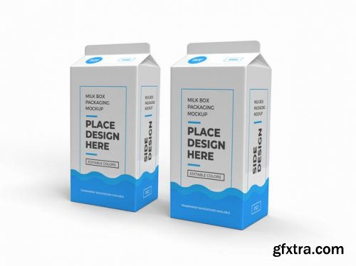 Milk box and drink packaging mockup