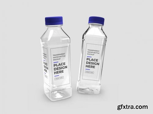 Realistic transparent plastic bottle mockup