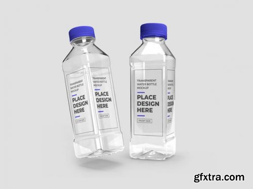 Realistic transparent plastic bottle mockup