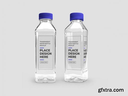 Realistic transparent plastic bottle mockup