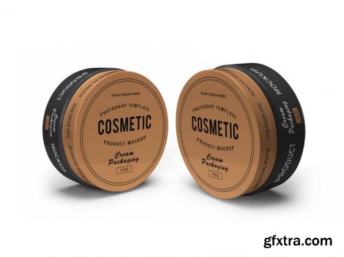 Cream cosmetic jar mockup