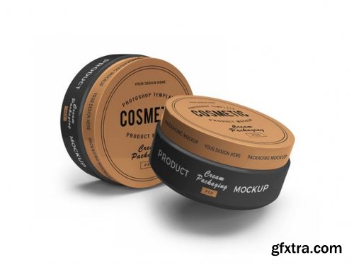 Cream cosmetic jar mockup