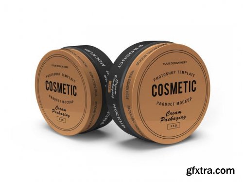 Cream cosmetic jar mockup