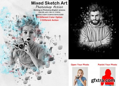 CreativeMarket - Mixed Sketch Art Photoshop Action 5871241