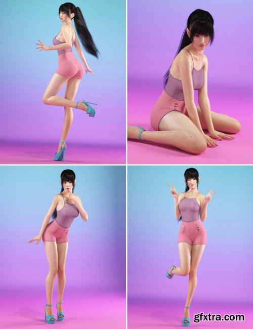 Adorable Kawaii Poses and Expressions for Genesis 8 Female(s)