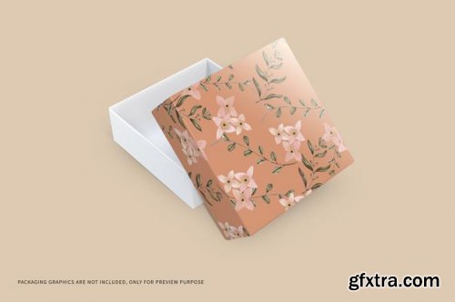 Square box packaging mockup