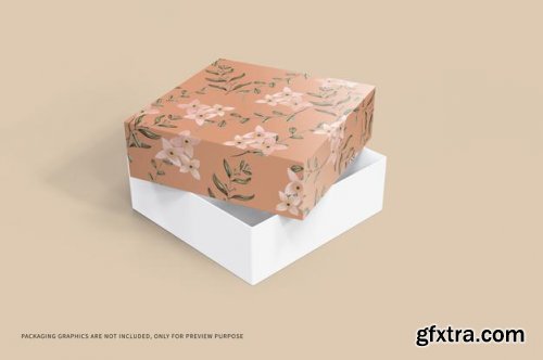 Square box packaging mockup