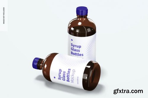 4 oz syrup glass bottles mockup