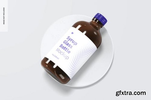 4 oz syrup glass bottles mockup