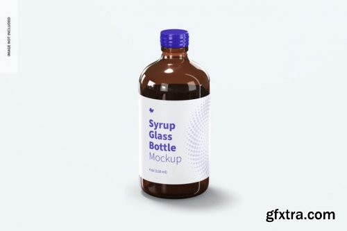 4 oz syrup glass bottles mockup