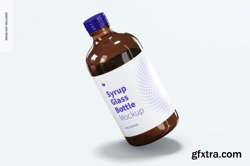 4 oz syrup glass bottles mockup