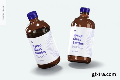 4 oz syrup glass bottles mockup