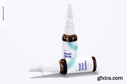 Glass nasal spray bottles mockup