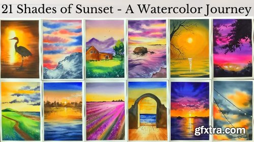  21 Shades of Sunset - A Watercolor Journey