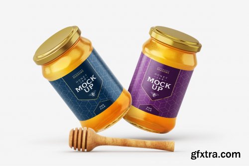 CreativeMarket - Honey Jar Mockup Set With Dipper 6108809