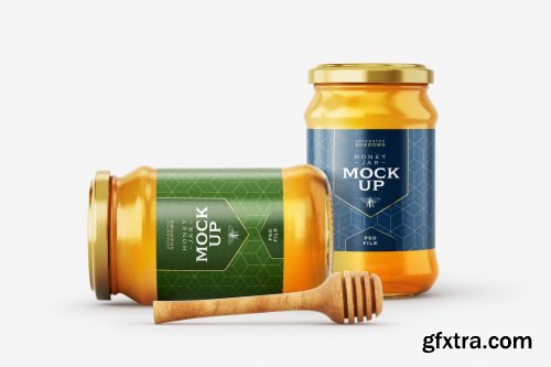 CreativeMarket - Honey Jar Mockup Set With Dipper 6108809