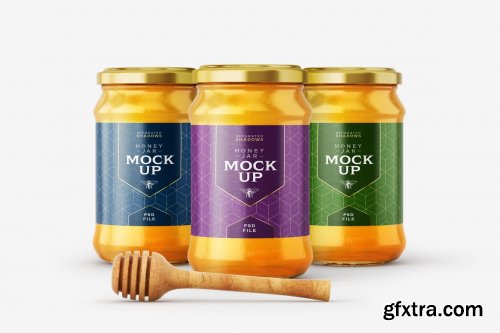 CreativeMarket - Honey Jar Mockup Set With Dipper 6108809