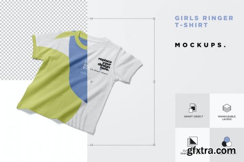 Girls Ringer Tee Shirt Mockups