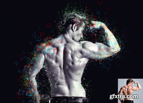 CreativeMarket - Pixel Shatter Effect PS Action 6034055