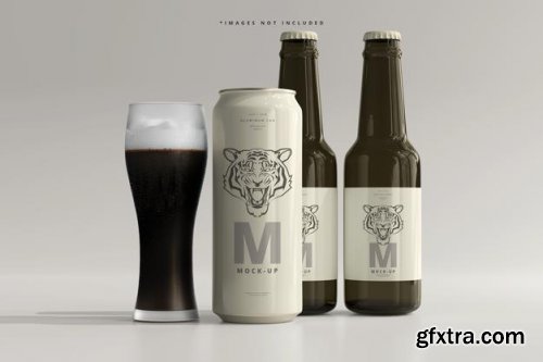 500ml sleek soda or beer can with bottle mockup