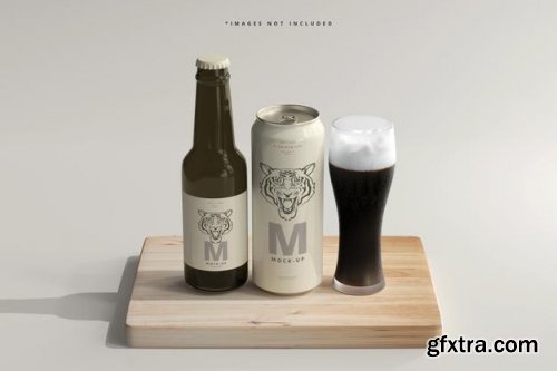 500ml sleek soda or beer can with bottle mockup