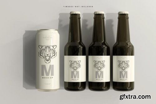 500ml sleek soda or beer can with bottle mockup