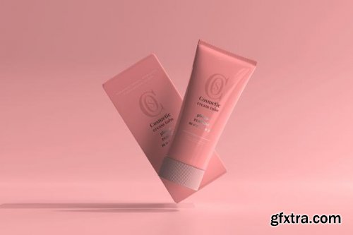 Cosmetic cream tube mockup 2