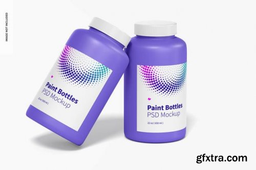 22 oz paint bottles mockup