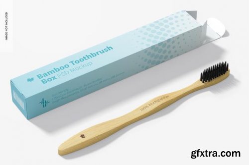 Bamboo toothbrush with box mockup