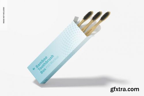 Bamboo toothbrush with box mockup