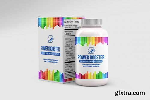 CreativeMarket - Bottle Nutrition Supplement Mockup 6142777