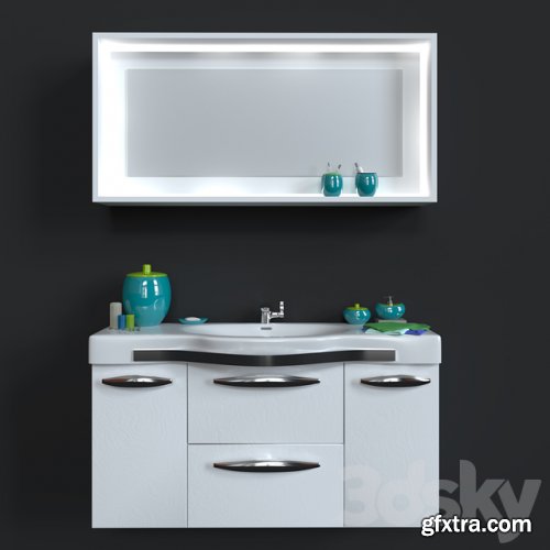 I washbasin with mirror + decorative set