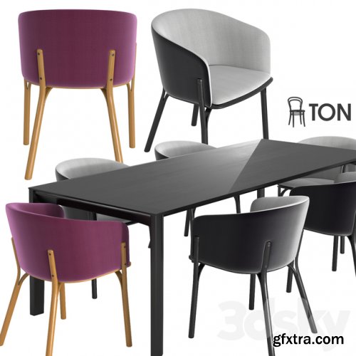 Ton armchair split table trapez