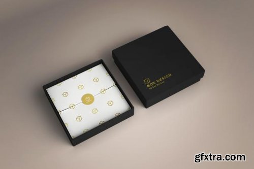 Product box with decorated paper mockup