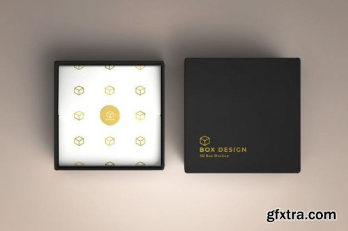 Product box with decorated paper mockup