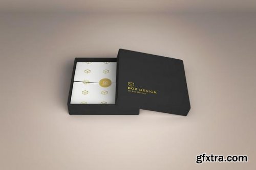 Product box with decorated paper mockup