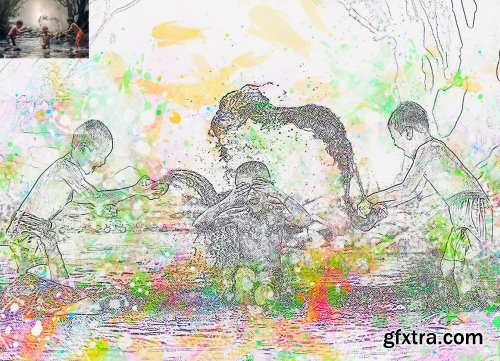 CreativeMarket - Watercolor Sketch Photoshop Action 5717421