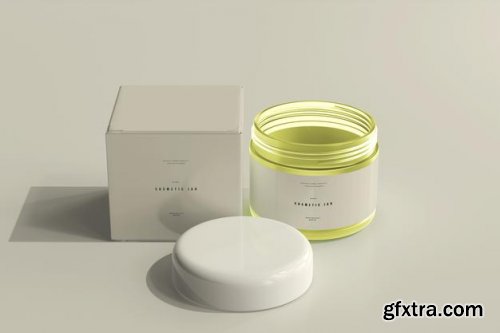 Cosmetic jar and box mockup