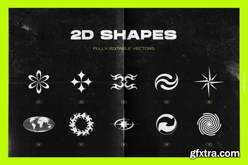 CreativeMarket - Acid & chrome abstract shapes bundle 6066106