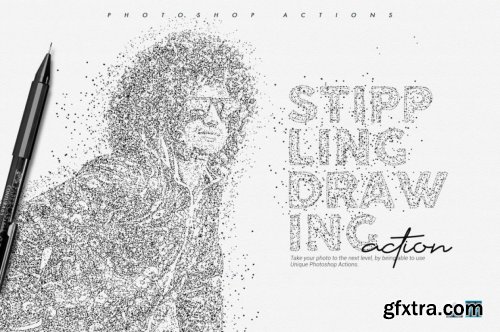 CreativeMarket - Stippling Photoshop Action 6160509