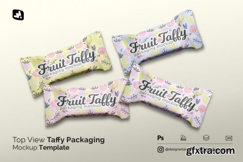 CreativeMarket - Top View Taffy Packaging Mockup 5210043